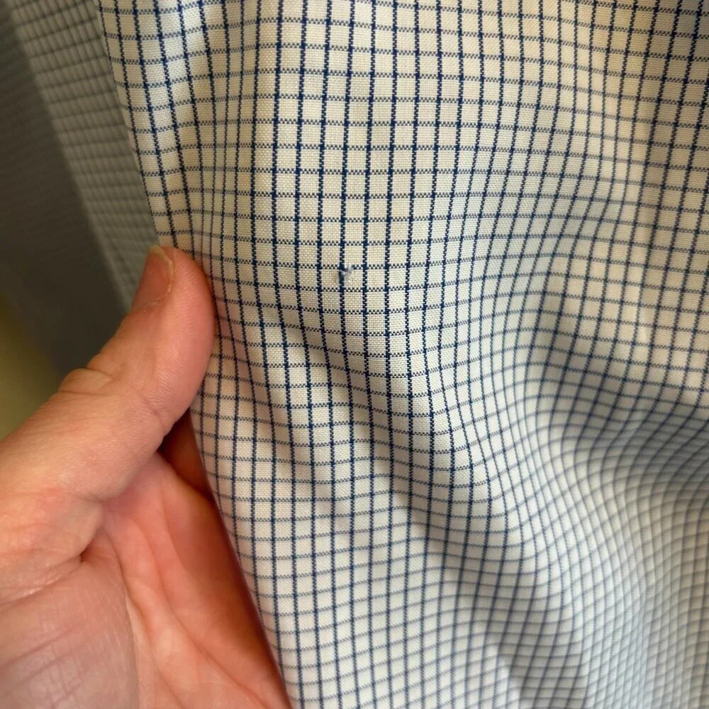 Brooks Brothers Original Polo Shirt Mens Size 16 32/33 Plaid White Blue Buttons - Picture 4 of 9